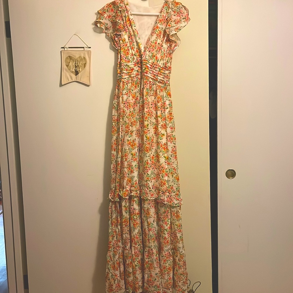 NWT Shoshanna white & multicolor watercolor floral maxi dress- size 4/6.